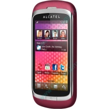 Красно-розовый телефон Alcatel One Touch 818 (Екатеринбург)